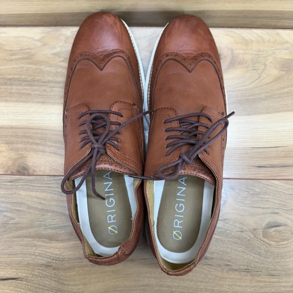 Cole Haan Zero Grand Wingtip Oxfords Mens 10 M Tan Leather Business Casual
